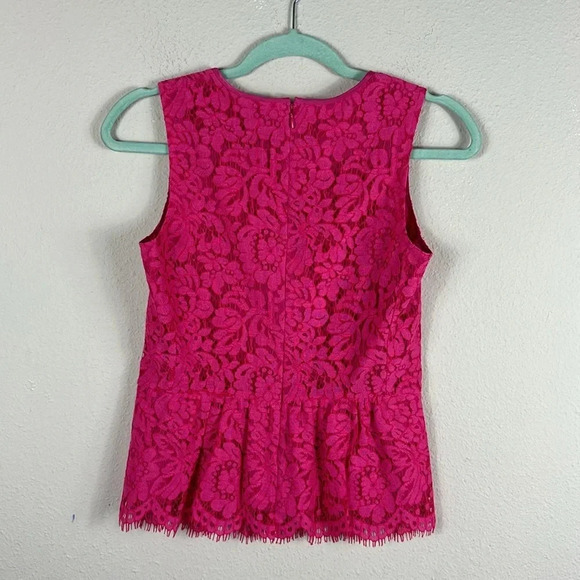 J. Crew Lace Peplum Sleeveless Top Tank Hot Pink size 00 - Picture 6 of 12